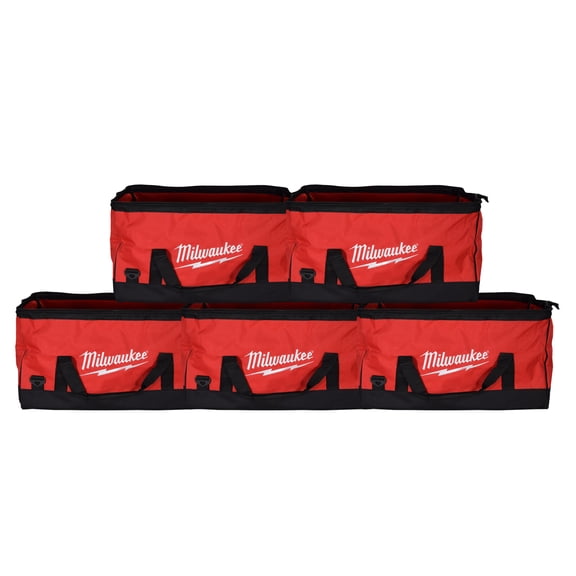 Milwaukee 24 Inch 6 Pocket Large Heavy Duty Canvas Tool Bag 24"x12"x12" (5 Pack)