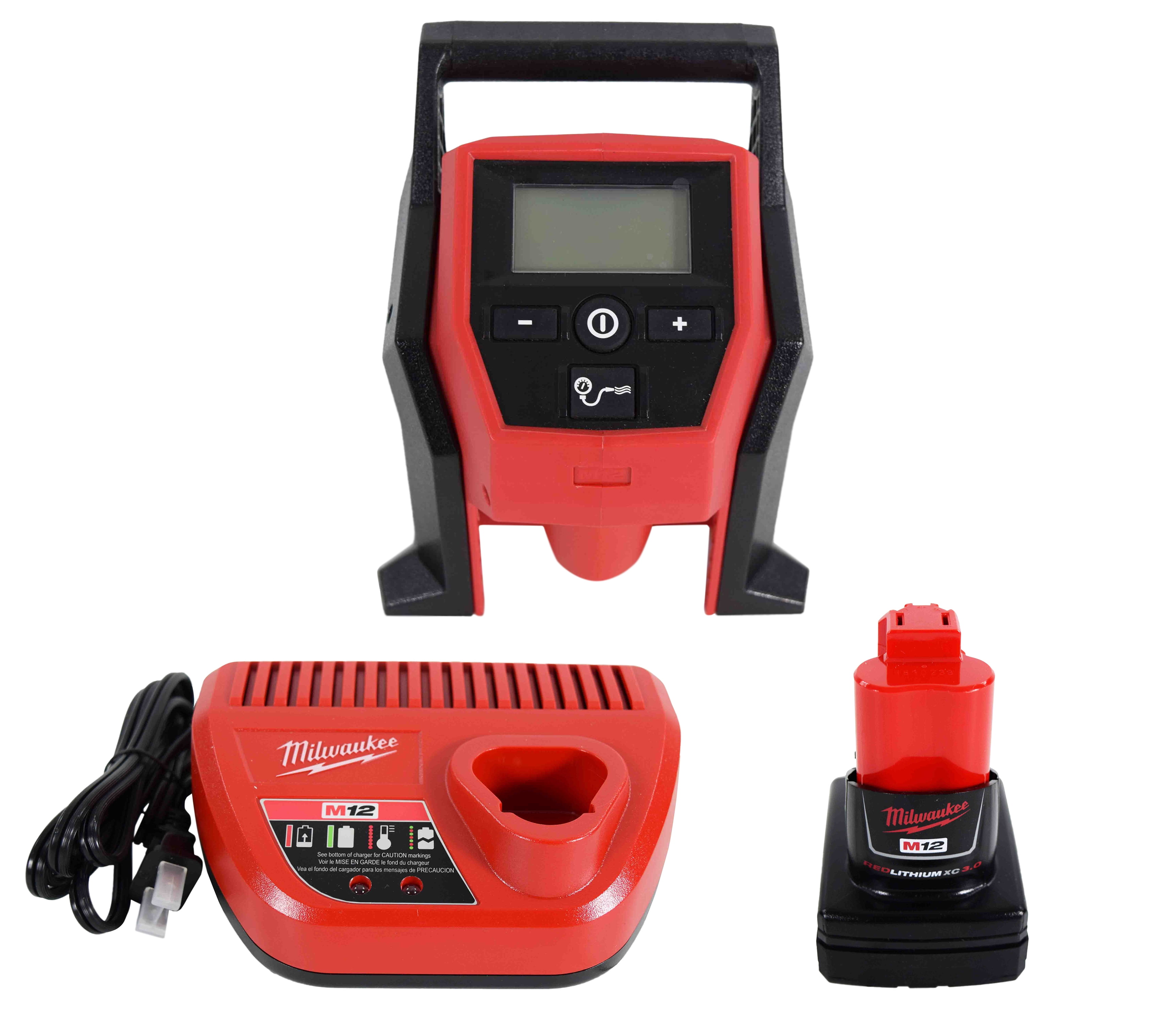 Milwaukee 2475 21XC 12V Cordless Lithium Ion Compact Inflator Kit with 4.0 Ah Battery Charger Walmart Business Supplies