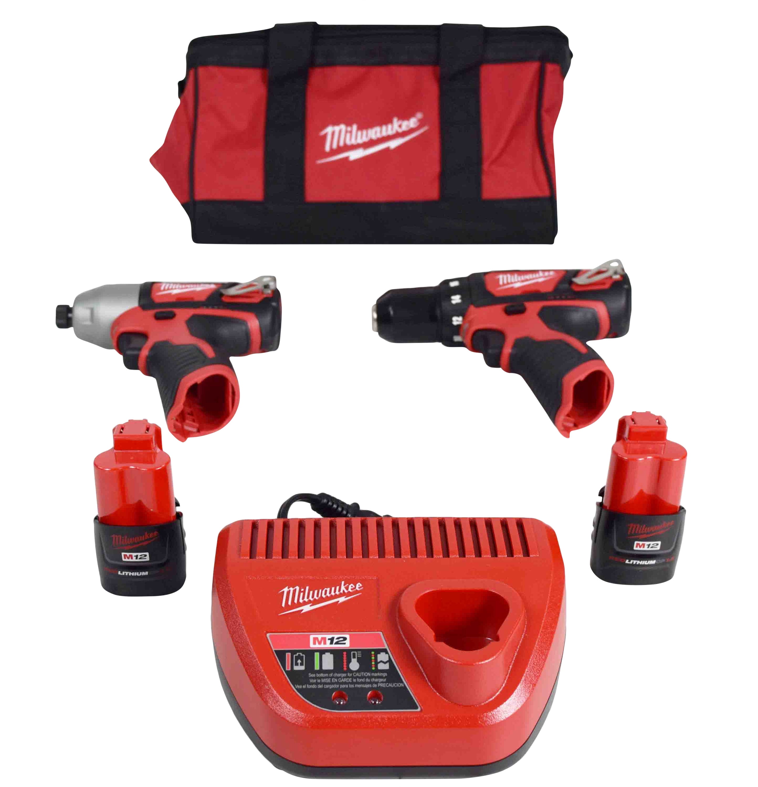 Milwaukee M12 12V Cordless Power Tool Combo Kit 1.5Ah, 2 Pack