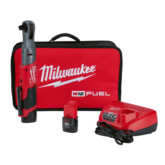 Milwaukee 2558-22 M12 FUEL 1/2" Cordless Ratchet Kit, REDLITHIUM