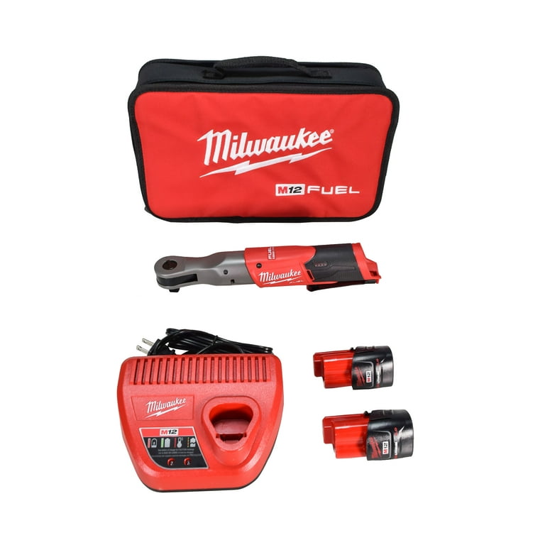 Milwaukee M12 FUEL 1/2 Ratchet with 2 Batteries and Charger Kit 2558-22