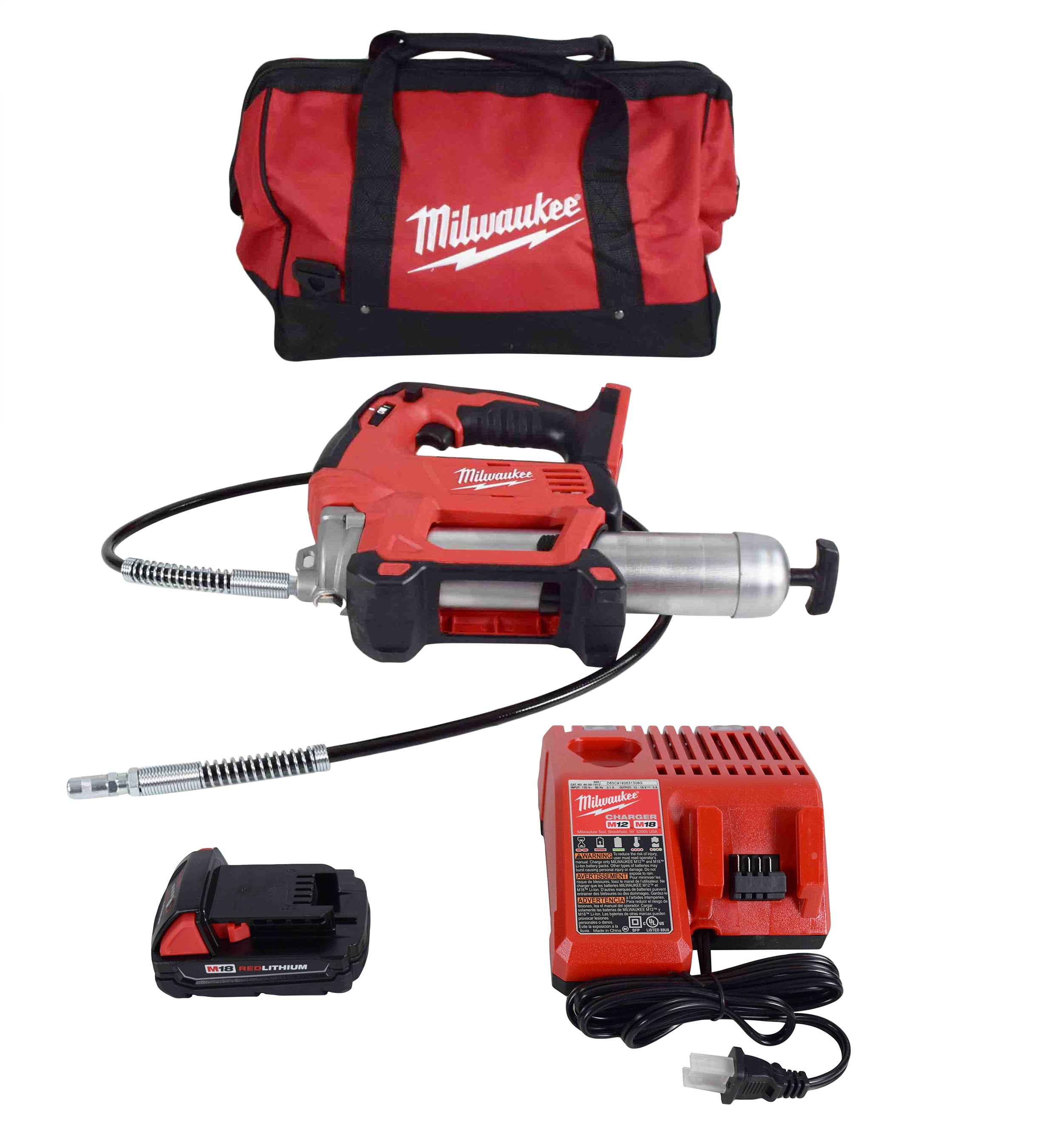 Milwaukee 2646 21CT 18 Volt Cordless Grease Gun Kit 1.5 Ah
