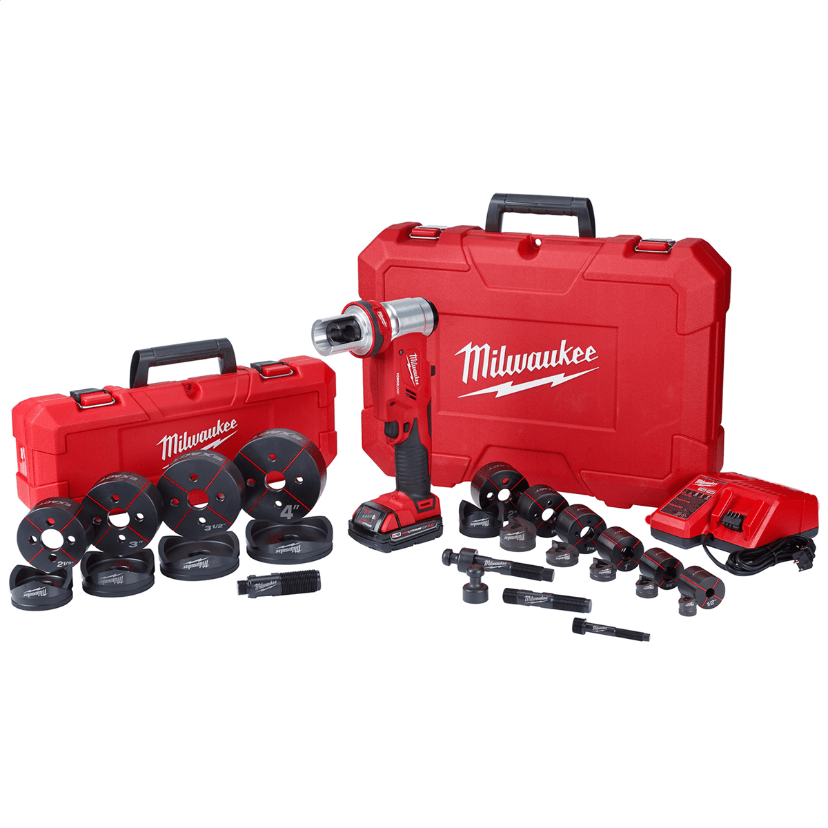 Milwaukee Tool M18 FORCE LOGIC 6T Knockout Tool 1/2" - 4" Kit