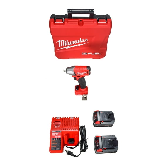 Milwaukee 2758-22 M18 18V 3/8" Brushless Cordless Impact Wrench Kit with (2) 5.0Ah Lithium-Ion Batteries, Charger & Tool Case