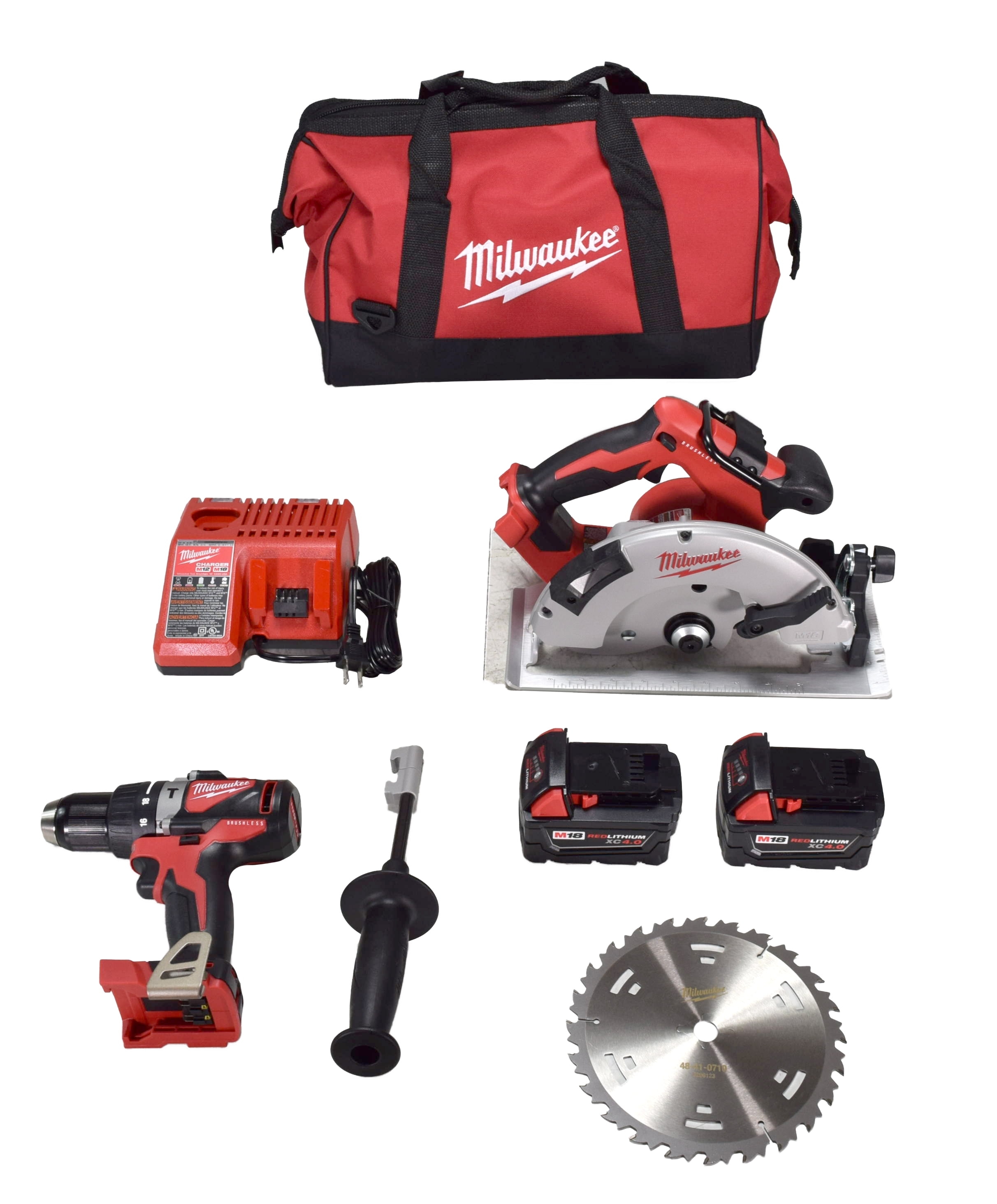 Milwaukee 2992-22 M18 18-Volt Lithium-Ion Brushless Cordless Hammer Drill  and Circular Saw Combo Kit (2-Tool) with Two 4.0 Ah Batteries