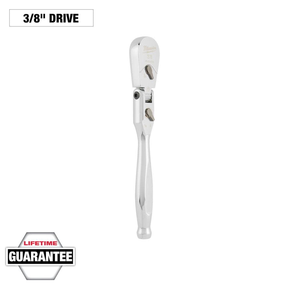 Milwaukee 1/4 Inch Drive 9-Inch Flex Head Ratchet - Slim Profile For Tight Spaces (Hand Tool)