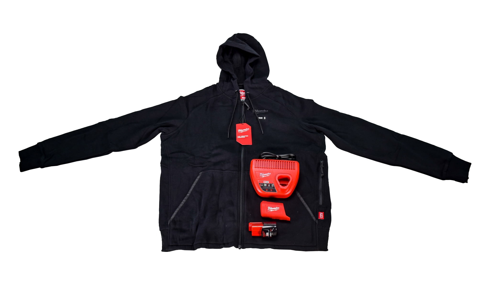 Milwaukee 306B-213X 12V Heated Hoodie Kit Black (3XLarge) with 2.0Ah Lithium  Ion Battery  Charger