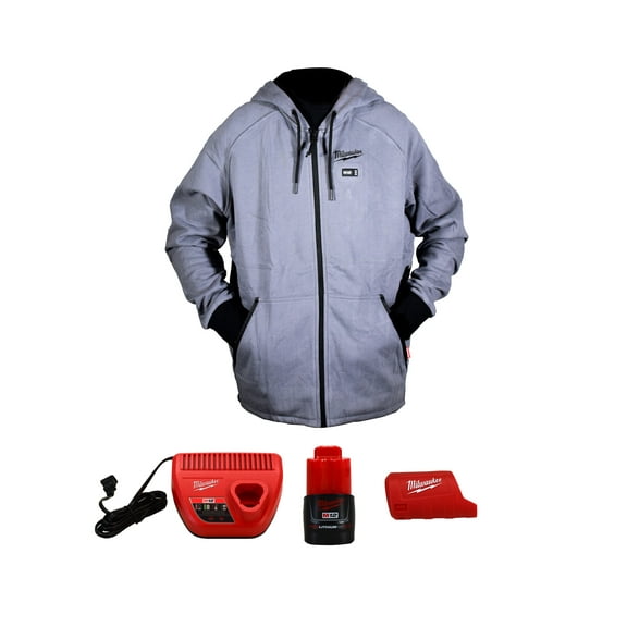 Milwaukee 306G-21XL M12 Lithium-Ion Gray Heated Jacket Hoodie with Battery & Charger (X-Large)