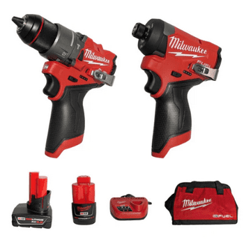 Milwaukee M12 FUEL 12-Volt Lithium-Ion Brushless Cordless Hammer Drill and Impact Driver Combo Kit w/2 Batteries and Bag (2-Tool) 3497-22
