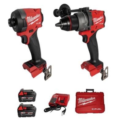 Milwaukee 3697-22 M18 FUEL 18V Brushless Cordless 2-Tool Combo Kit  Hammer Drill & Impact Driver with (2) 5.0Ah Batteries, Charger & Case