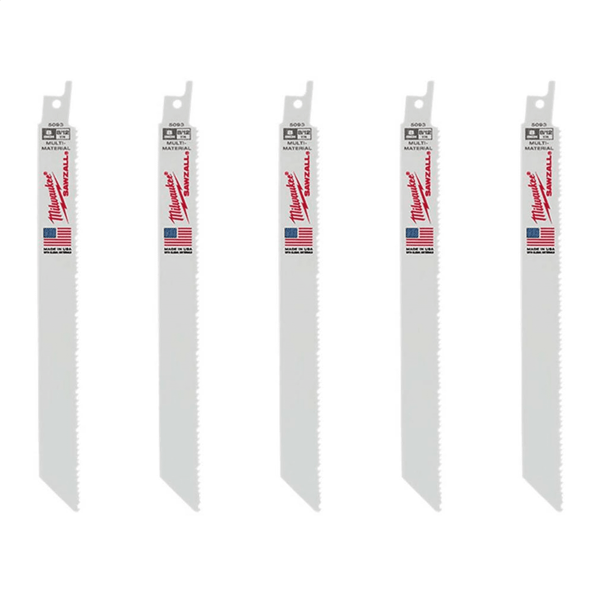 Milwaukee 48-00-5093 8" 8/12 TPI SAWZALL Blades (5 Pack)