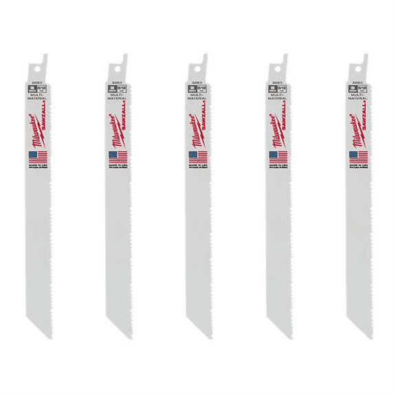 Milwaukee 48-00-5093 8" 8/12 TPI SAWZALL Blades (5 Pack)