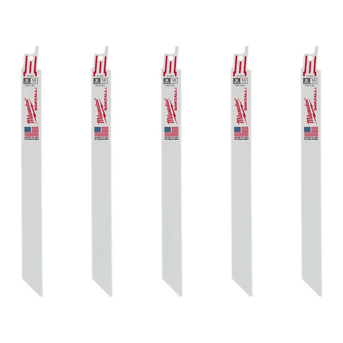 Milwaukee 48-00-5187 9" 14 TPI Thin Kerf SAWZALL Blades (5 Pack)