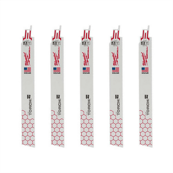 Milwaukee 48-00-5787 9" 14 TPI THE TORCH SAWZALL Blade (5 Pack)