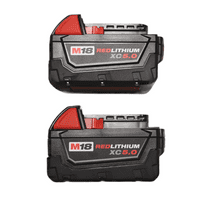 2-Pack Milwaukee M18 Redlithium XC 5.0Ah 18V Extended Capacity Battery Pack (48-11-1852) High-Performance Batteries for Cordless Power Tools