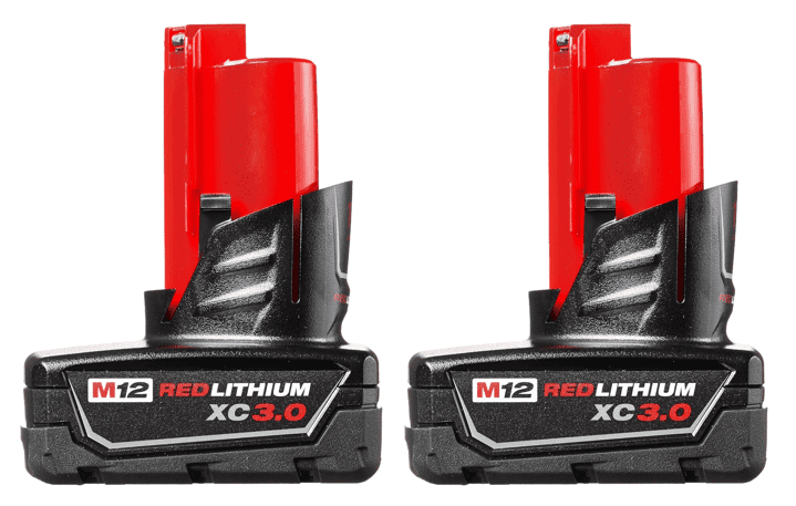 MILWAUKEE M12 REDLITHIUM XC 3.0Ah Battery 2-Pack (48-11-2412) Extended Runtime and High Performance