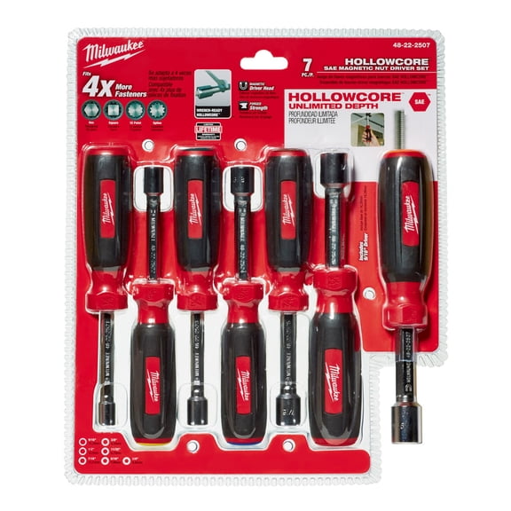 Milwaukee-48-22-2507 7 pc HollowCore Magnetic SAE Nut Set