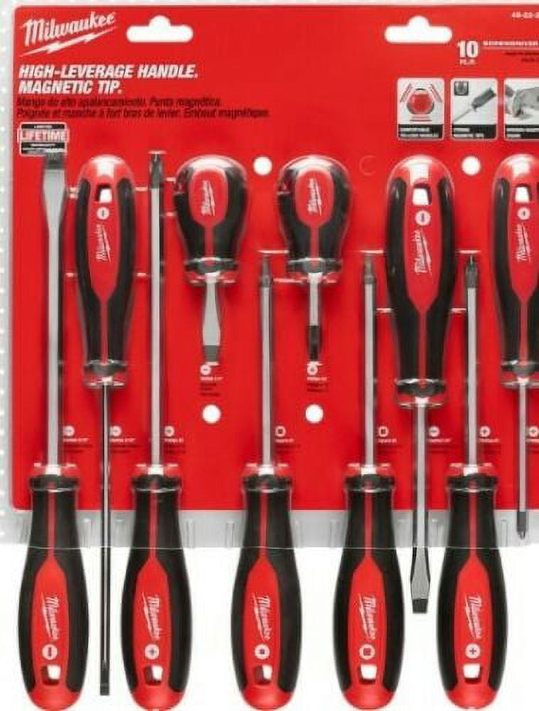 Milwaukee 10pc Phillips/Slotted/Square Drive Screwdriver and Bit Set ...