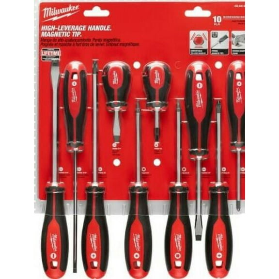 Milwaukee 48-22-2710 10 pc Phillips/Slotted/Square Screwdriver and Bit Set 10 in