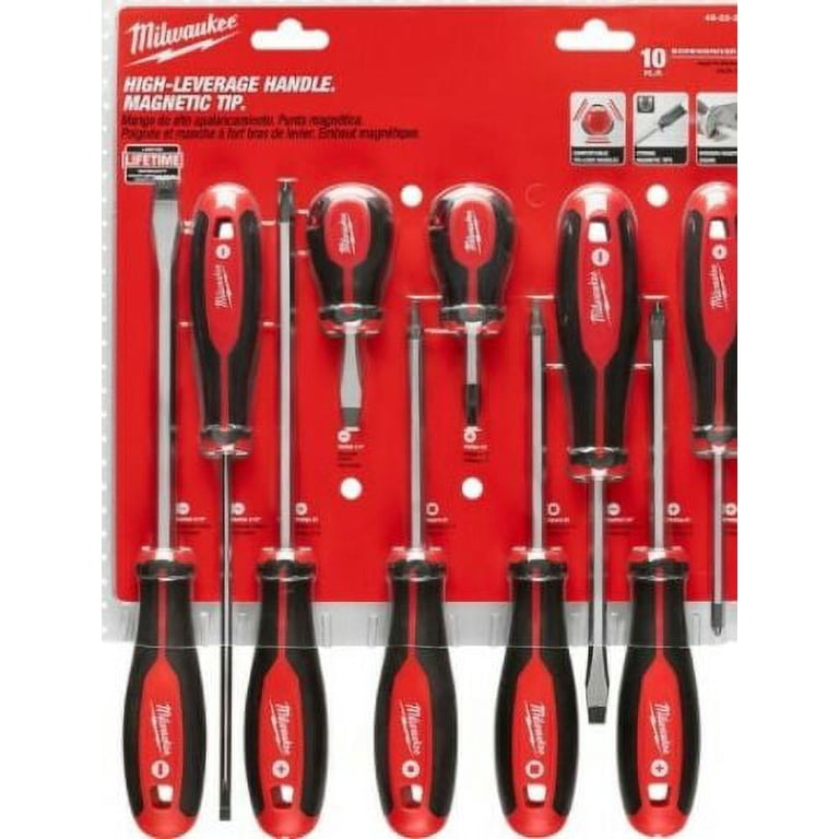 Milwaukee 10pc Phillips/Slotted/Square Drive Screwdriver and Bit
