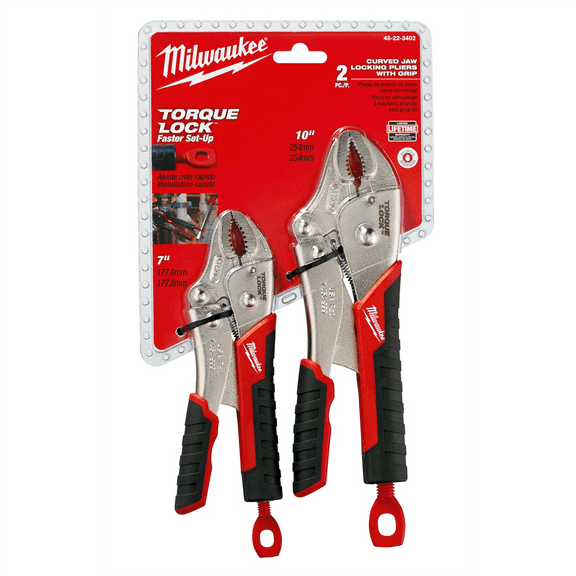 Milwaukee 48-22-3402 2pc 7" & 10" TORQUE LOCK Curved Jaw Locking Pliers Set