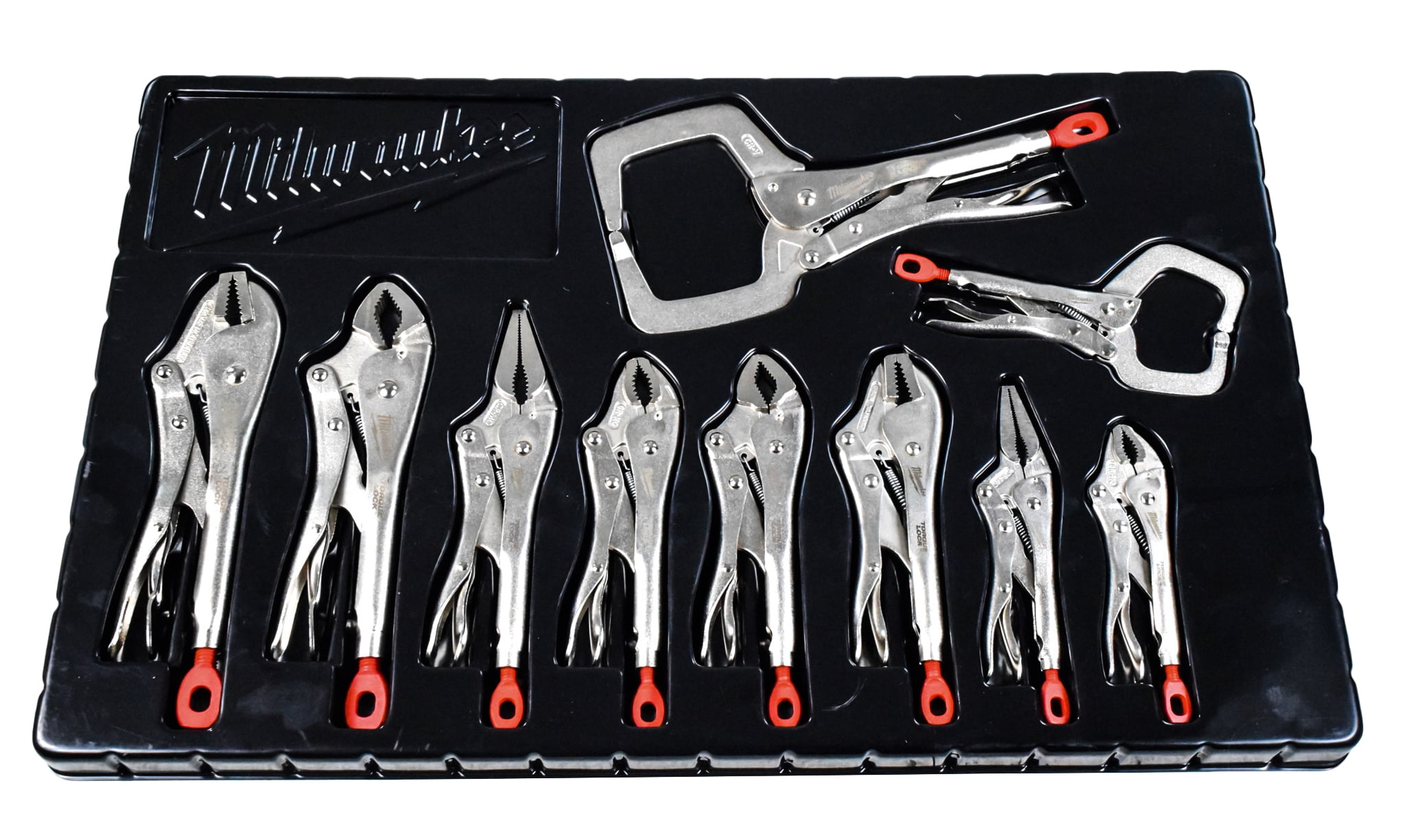 MILWAUKEE 10-Piece TORQUE LOCK Pliers Kit – Hardened Jaws, Forged Alloy Steel, Anti-Pinch Handles (48-22-3690)