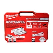 Milwaukee 50-Piece 1/4 in Drive Ratchet and Socket Set 48-22-9004   90-Tooth Slim Ratchet, SAE and Metric Sockets, Carrying Case