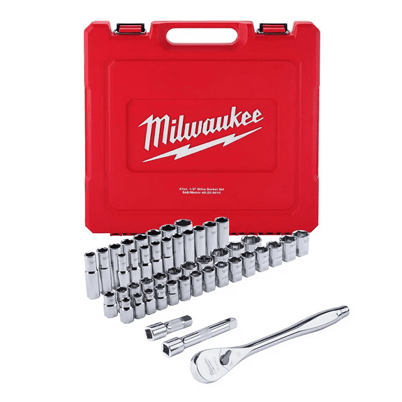 Milwaukee 48-22-9010 47 pc. 1/2" Socket Wrench Set (SAE & Metric)