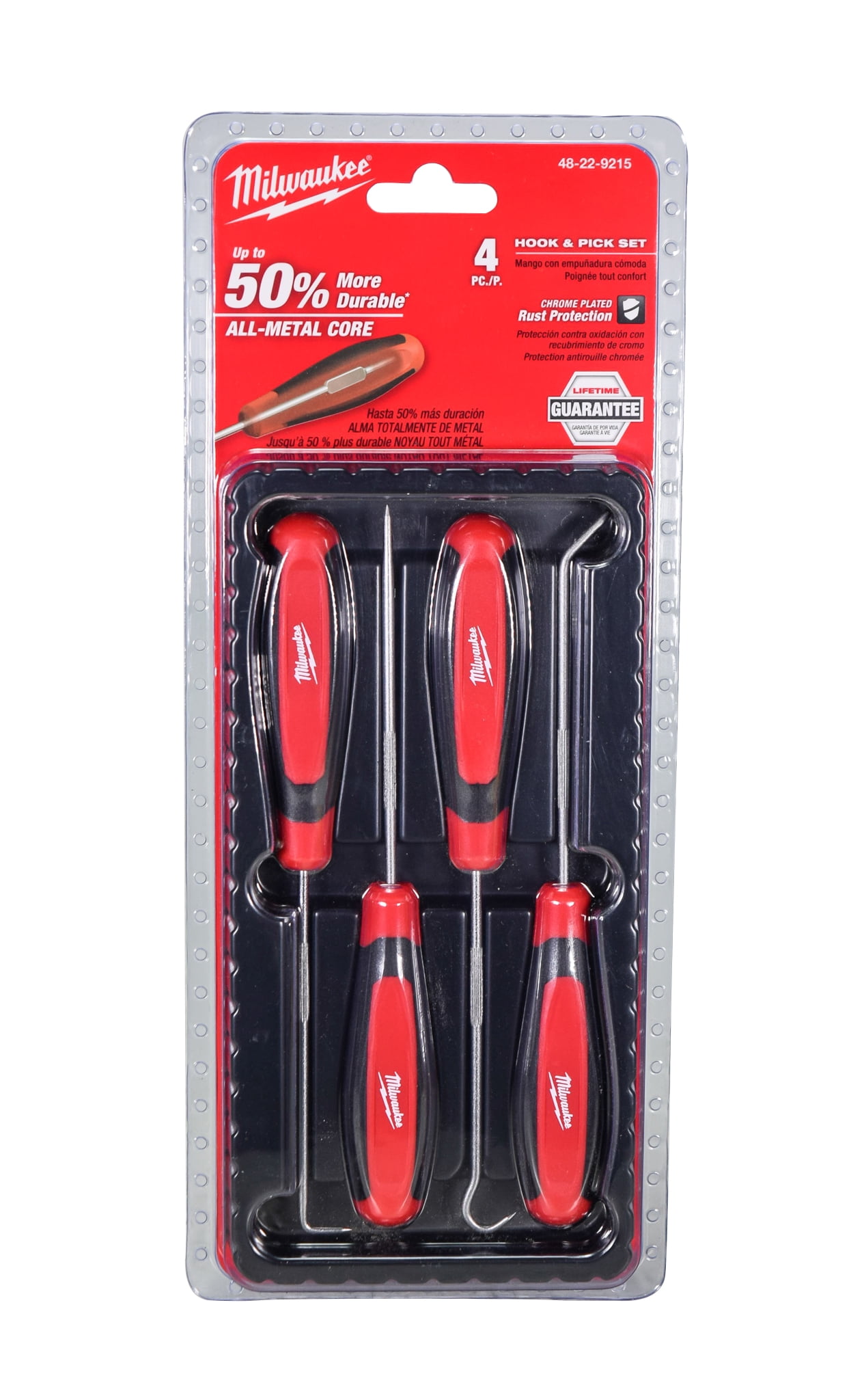 Milwaukee Tool Comfort Grip All-Metal Core 4-PC Hook & Pick Set