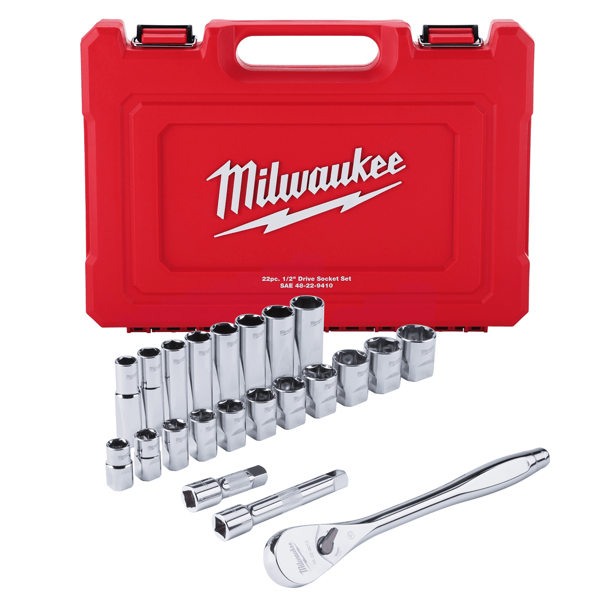Milwaukee 48-22-9410 22-Piece SAE 1/2 in. Drive Ratchet and Socket Set