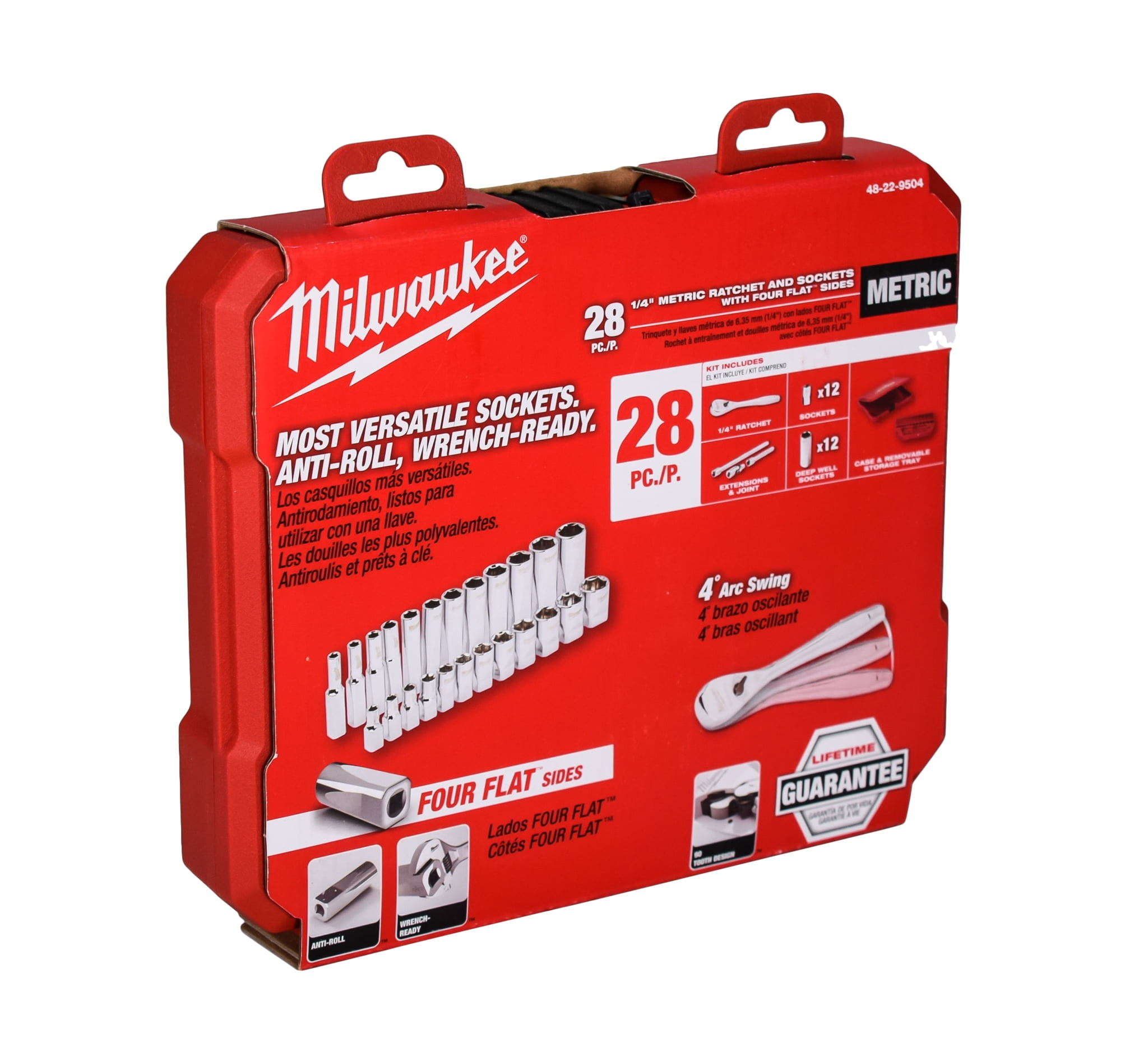 Milwaukee 1/4" Drive Metric Ratchet Socket Mechanics Tool Set (28-Pc) 48-22-9504