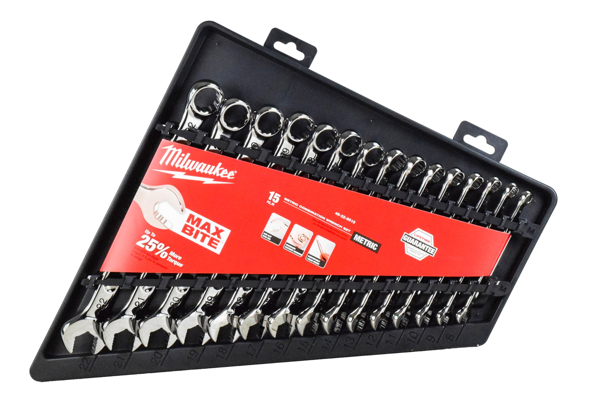 Milwaukee 48-22-9515 - 15-Piece Metric 12-Point Straight Head Combination Wrench Set with Storage Tray