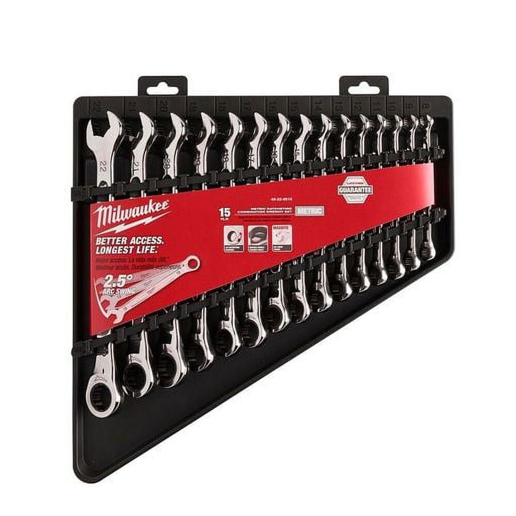 Milwaukee 15Piece Metric Ratcheting Combination Wrench Set 4822
