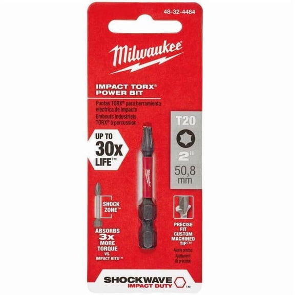 Milwaukee 48-32-4484 T20 Torx Shockwave 2" Power Bit