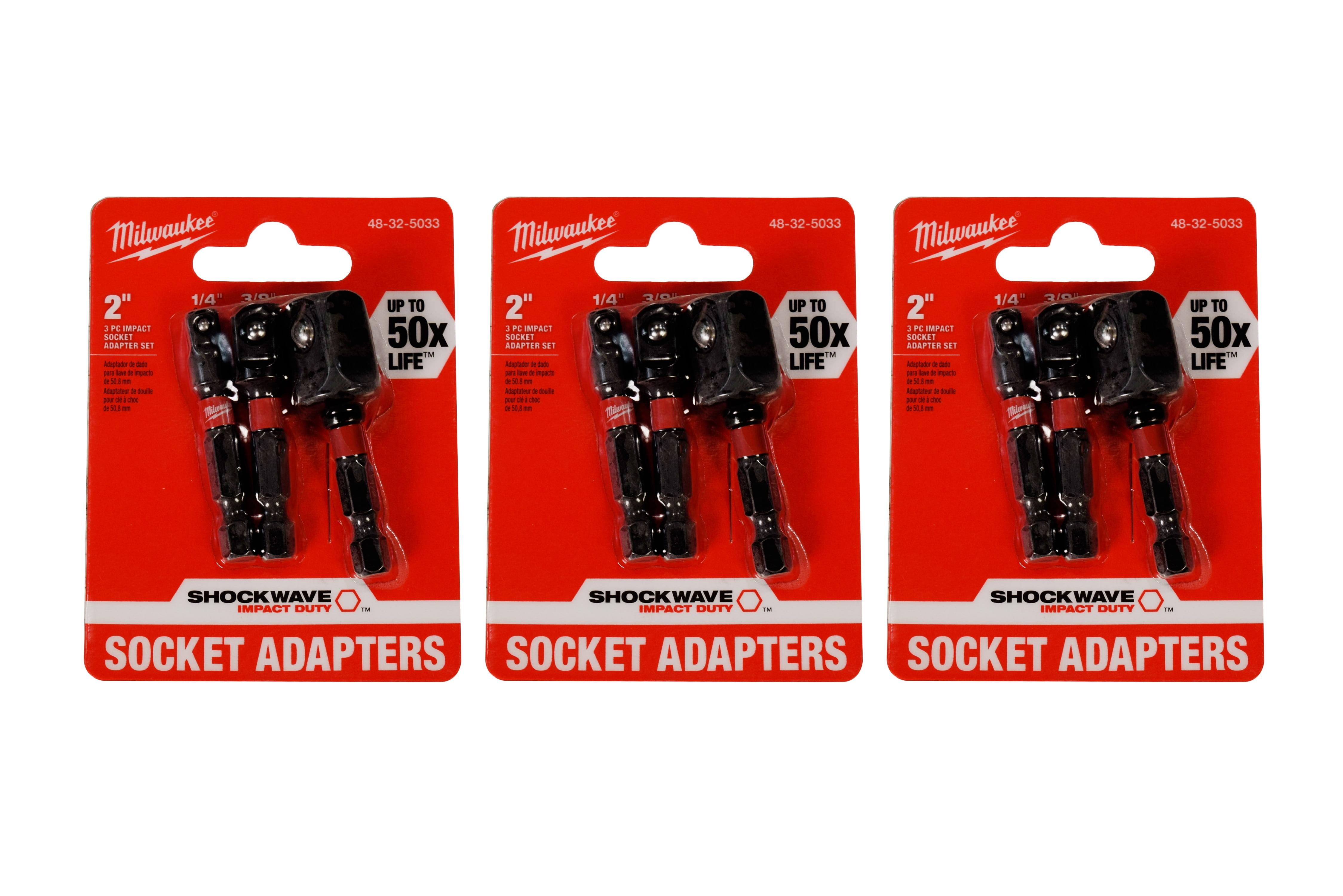 Milwaukee 48-32-5033 3-Piece Impact Hex Shank Socket Adapter Set (3 Pack)