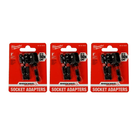 Milwaukee 48-32-5033 3-Piece Impact Hex Shank Socket Adapter Set (3 Pack)