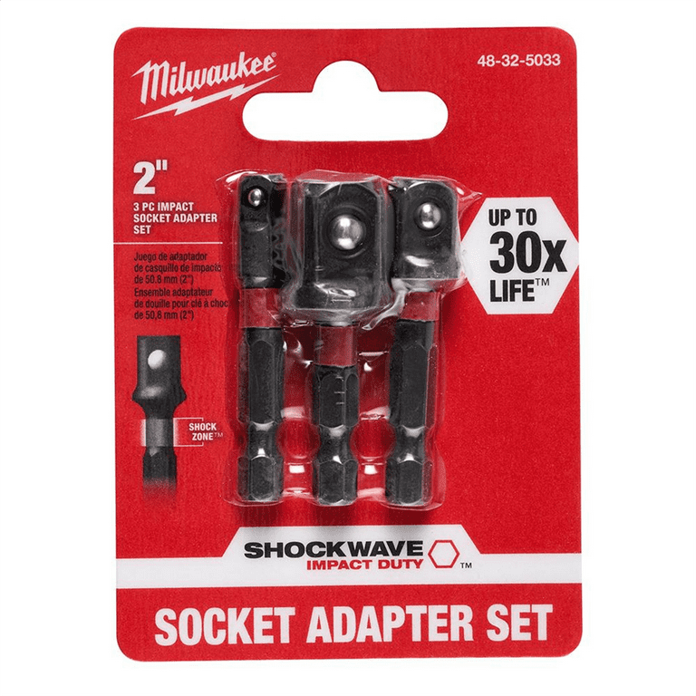 Milwaukee Tool SHOCKWAVE Impact Driver Kit 3PC Socket Adapter Set Walmart