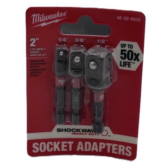Milwaukee SHOCKWAVE 1/4" Hex Shank Socket Adapter Set 3PC., 48-32-5033, Lot of 1