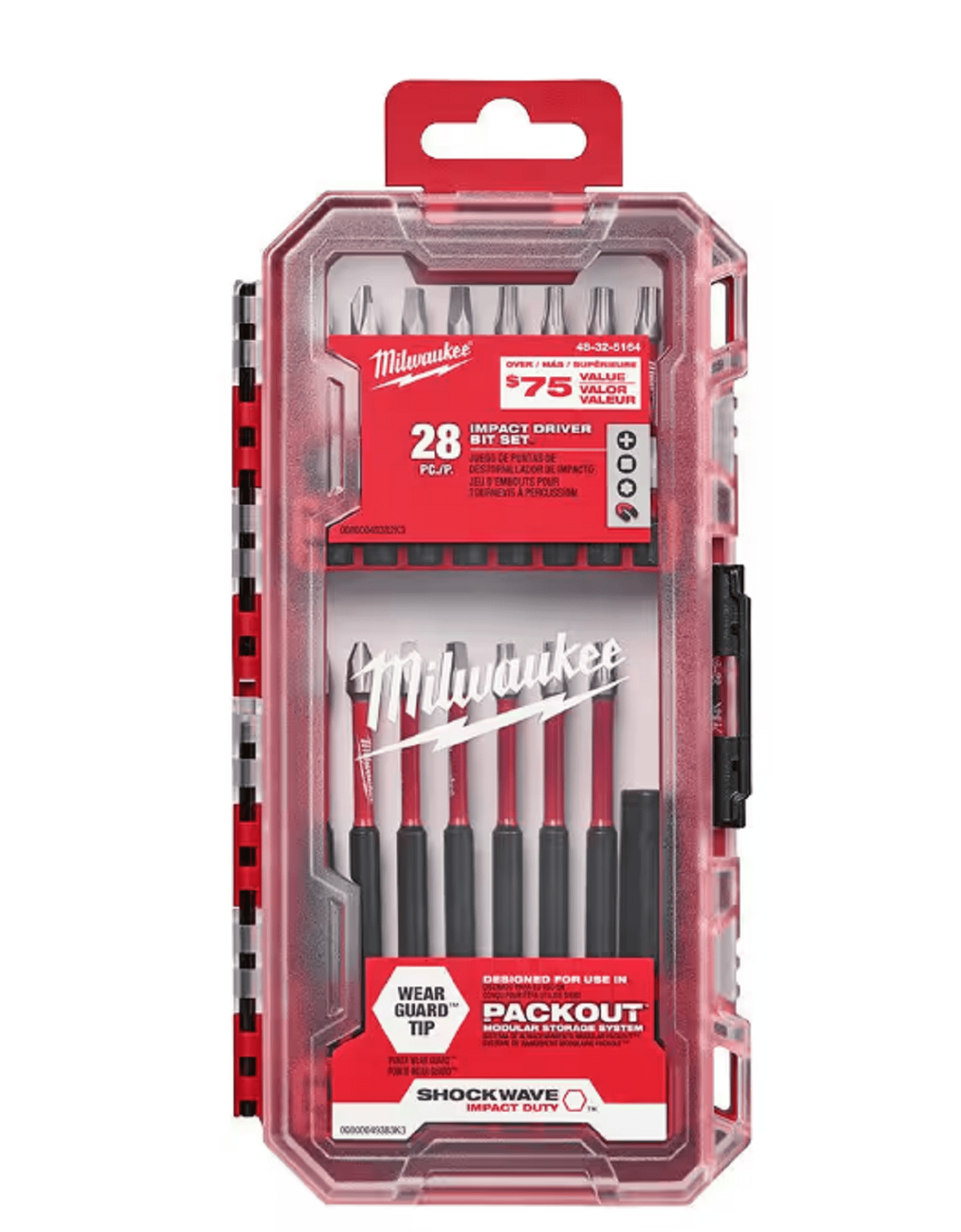 Milwaukee 48-32-5164 SHOCKWAVE Impact Duty 28-Piece Alloy Steel Driver Bit Set with Wear Guard Tip and Shock Zone Design