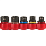 Milwaukee 48-32-8000 SHOCKWAVE Impact Duty Extractor Set, 6-Piece, 1/4 in. to 1/2 in. Fasteners, 3/8 in. Drive, for Rusted, Rounded, or Stripped Fasteners, Includes Socket Adapter