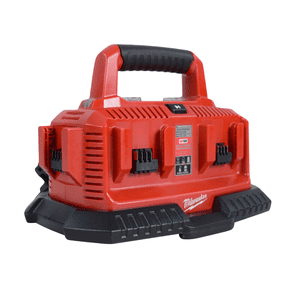 MILWAUKEE 48-59-1806 M18 Sequential 6-Port Battery Charger Compact Design, Pass-Through Plug, Charges Up to Six Batteries