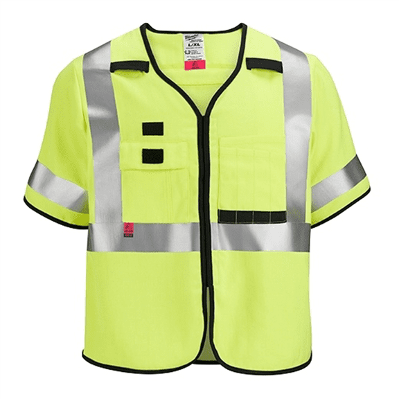 Milwaukee Tool AR/FR Cat. 1 Class 3 High Visibility Yellow Safety Vest - 4XL/5XL