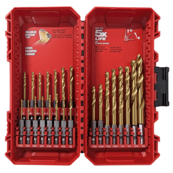 Milwaukee 48-89-4631 SHOCKWAVE RED HELIX Titanium Drill Bit Set, 23pc