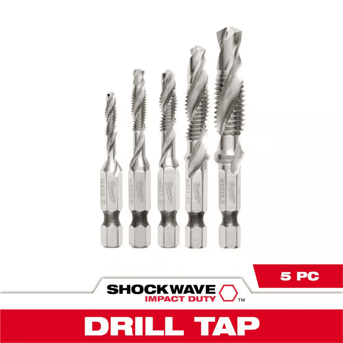 Milwaukee 48-89-4875 5-Piece SHOCKWAVE 1/4 in. Hex Metric Impact Drill and Tap Bit Set