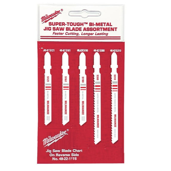 Milwaukee 49-22-1178 T-Shank Metal/Wood Cutting Jig Saw Blade Assortment, 5-Pack