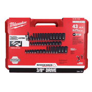MILWAUKEE 49-66-7009 SHOCKWAVE 43-Piece 3/8 in. Drive SAE & Metric Deep Socket Set   Non-Slip Hex, Impact Rated, Stacking Case