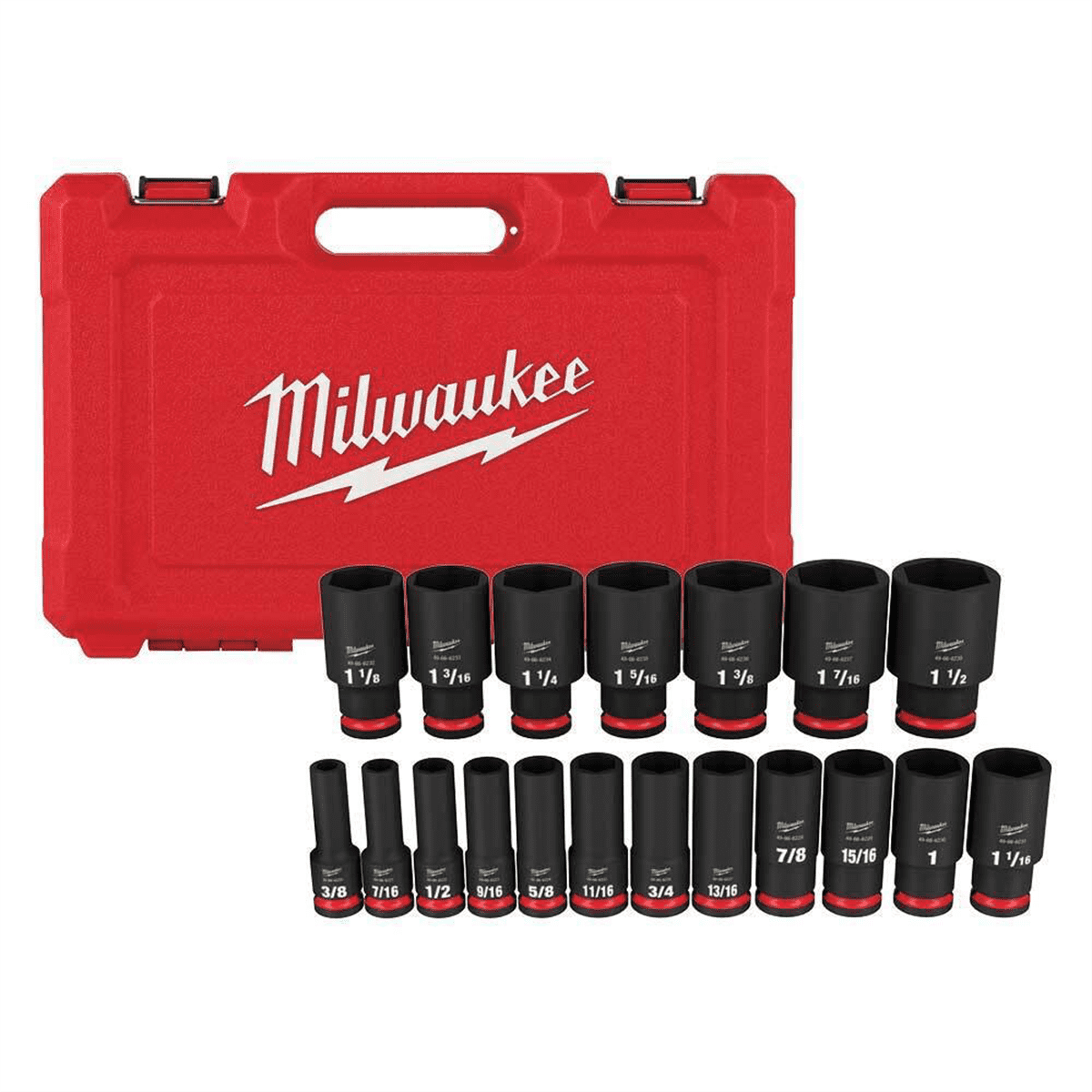 Milwaukee 49-66-7012 SHOCKWAVE Impact Duty 1/2" Socket Set, 19 Pieces
