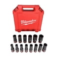 thumbnail image 1 of Milwaukee SHOCKWAVE 14-Piece 1/2 in Drive Metric Deep Well 6-Point Impact Socket Set (49-66-7014) – Forged Steel, Impact-Rated, Storage Case, 1 of 7