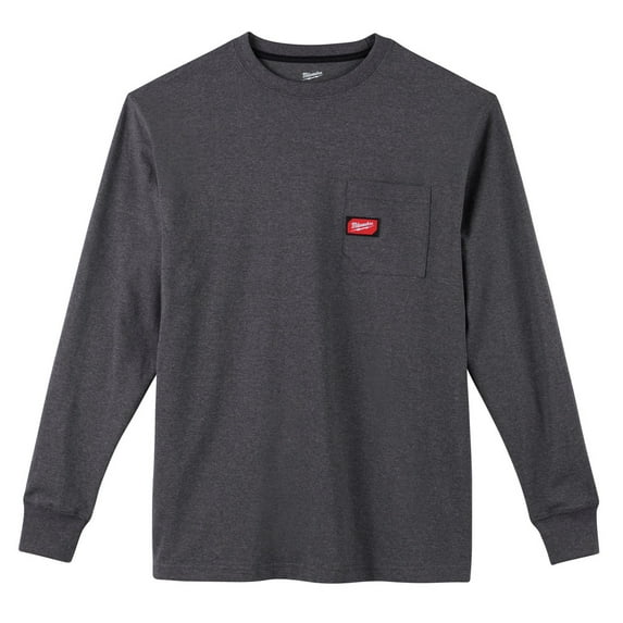 Milwaukee 602G-XL Heavy Duty Long Sleeve Pocket Tee Shirt - Gray, X-Large