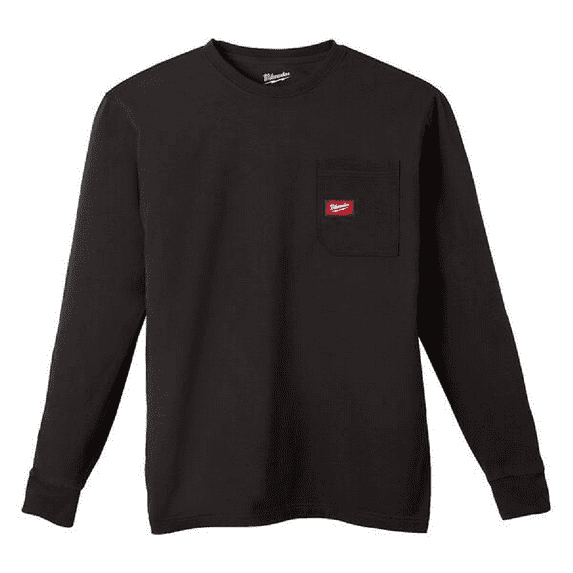 Milwaukee 606B-2X Mens 2X-Large Black GRIDIRON Cotton/Polyester Long-Sleeve Pocket T-Shirt